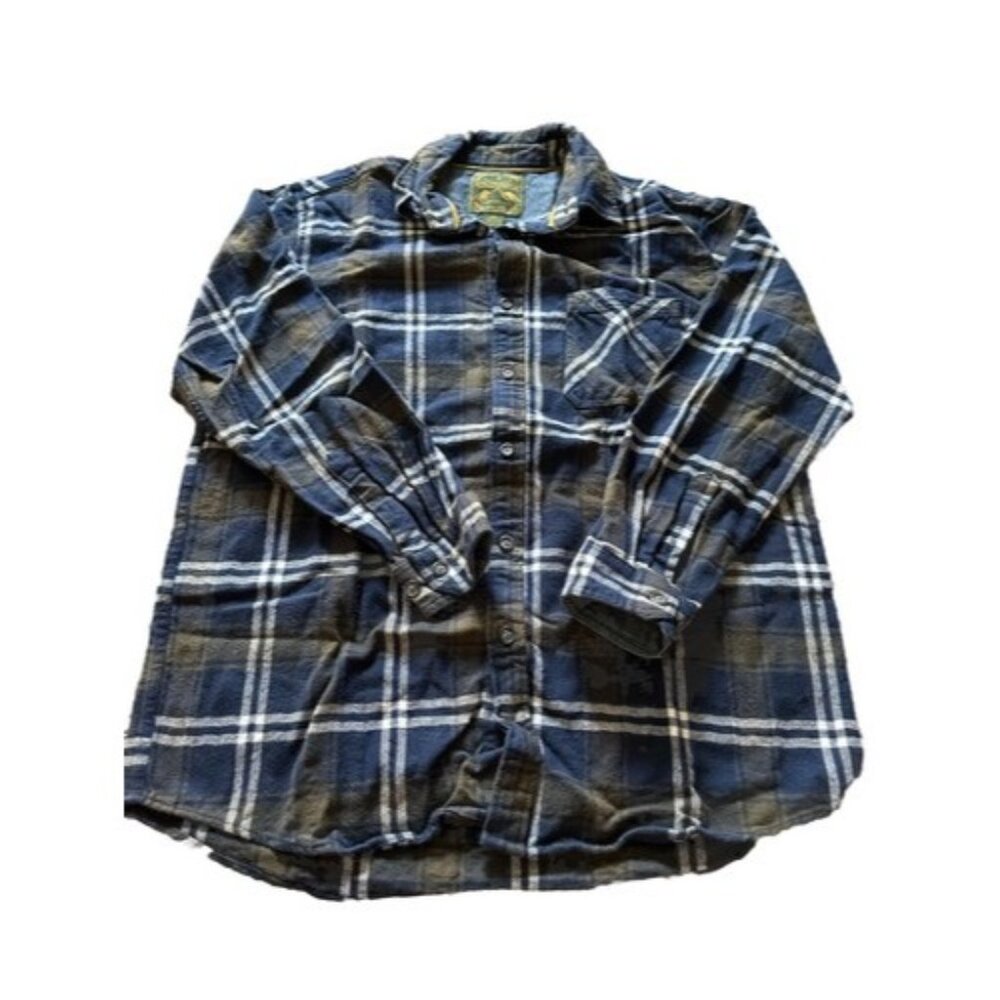 Anchorage Expedition Flannel Shirt Mens Large Blue Plaid Long Sleeve Button Up